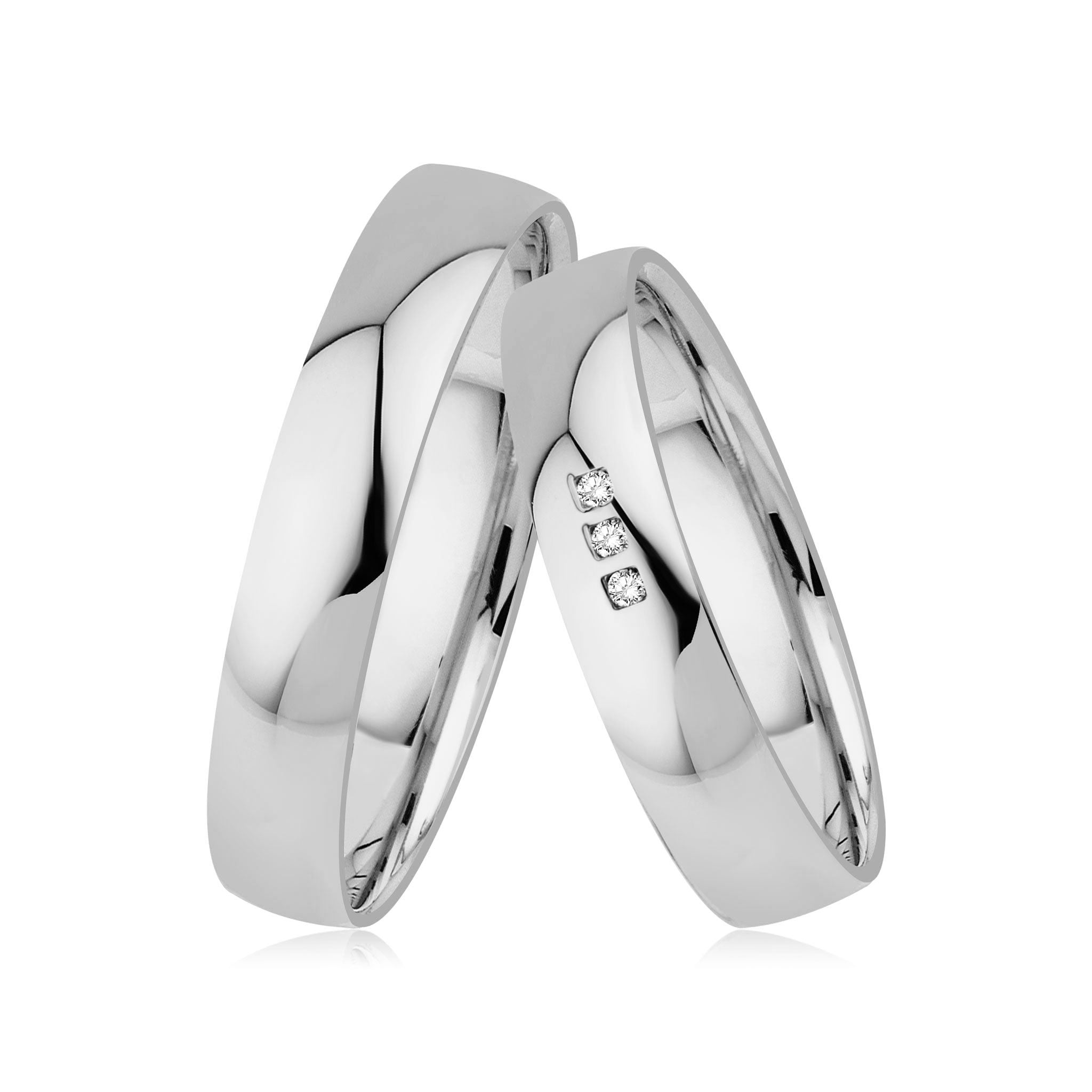 Platin Trauringe Firenze von GIORO mit handgefassten Brillanten und Hochglanzfinish