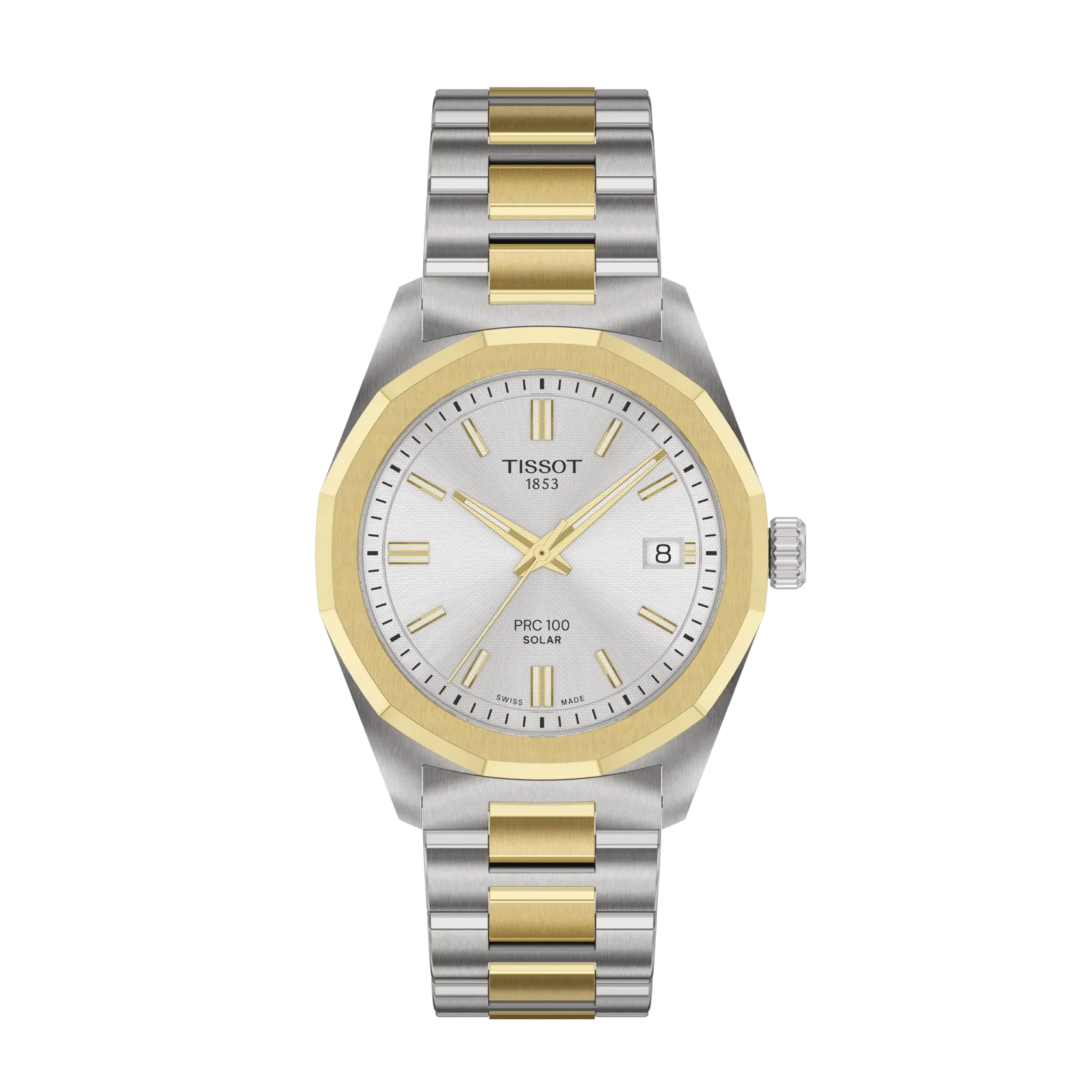 Tissot PRC 100 Solar 34 mm Silber Bicolor – Ref. T1518222203100