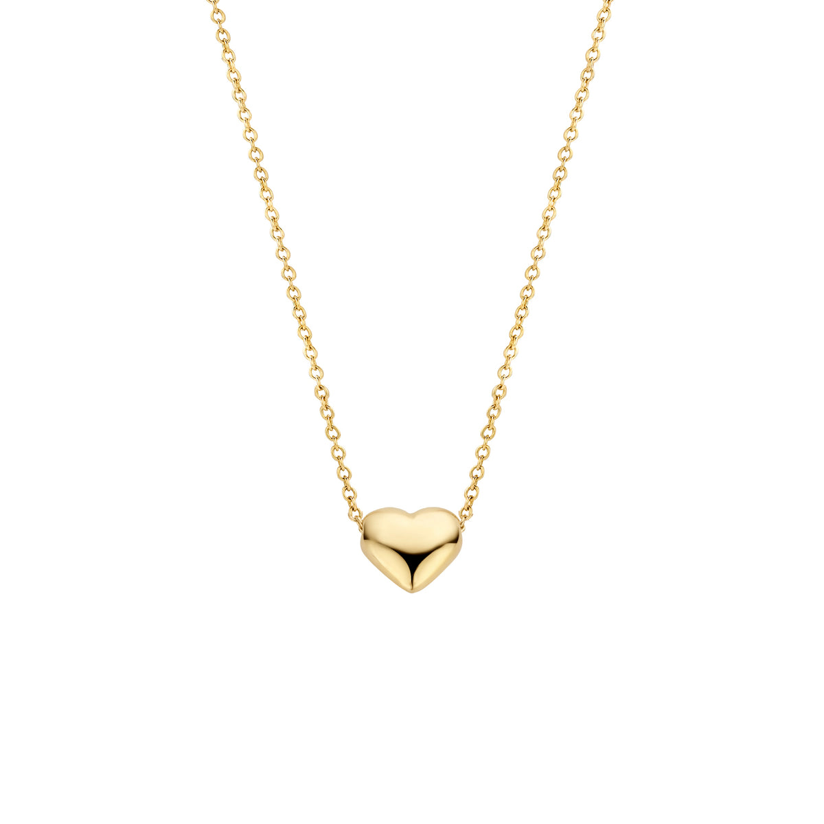 GIORO Collier Avelia aus 585er Gelbgold mit abgerundetem Herz-Anhänger und feiner Ankerkette