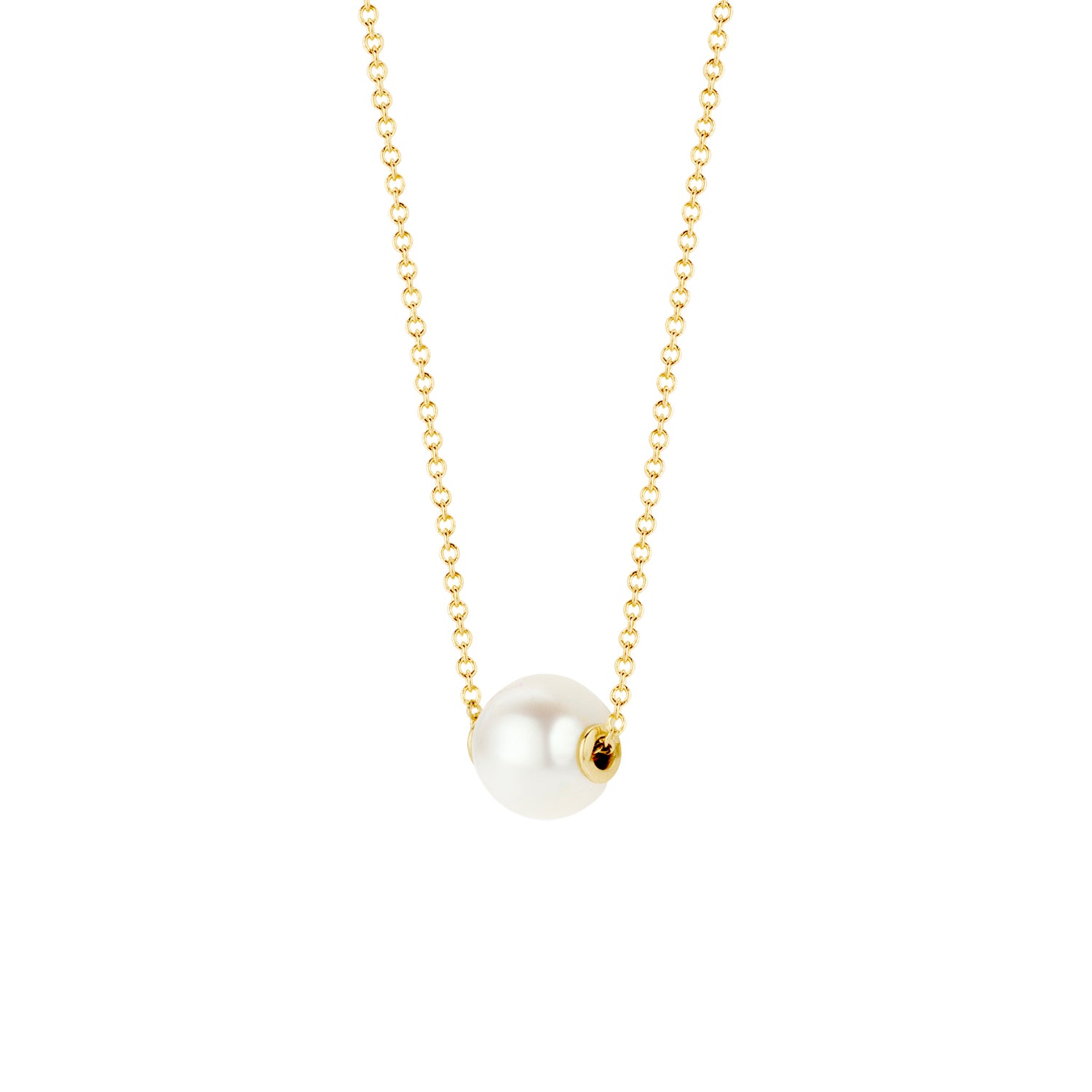 Amelina – Klassisches Collier aus 585er Gelbgold mit weißer Perle