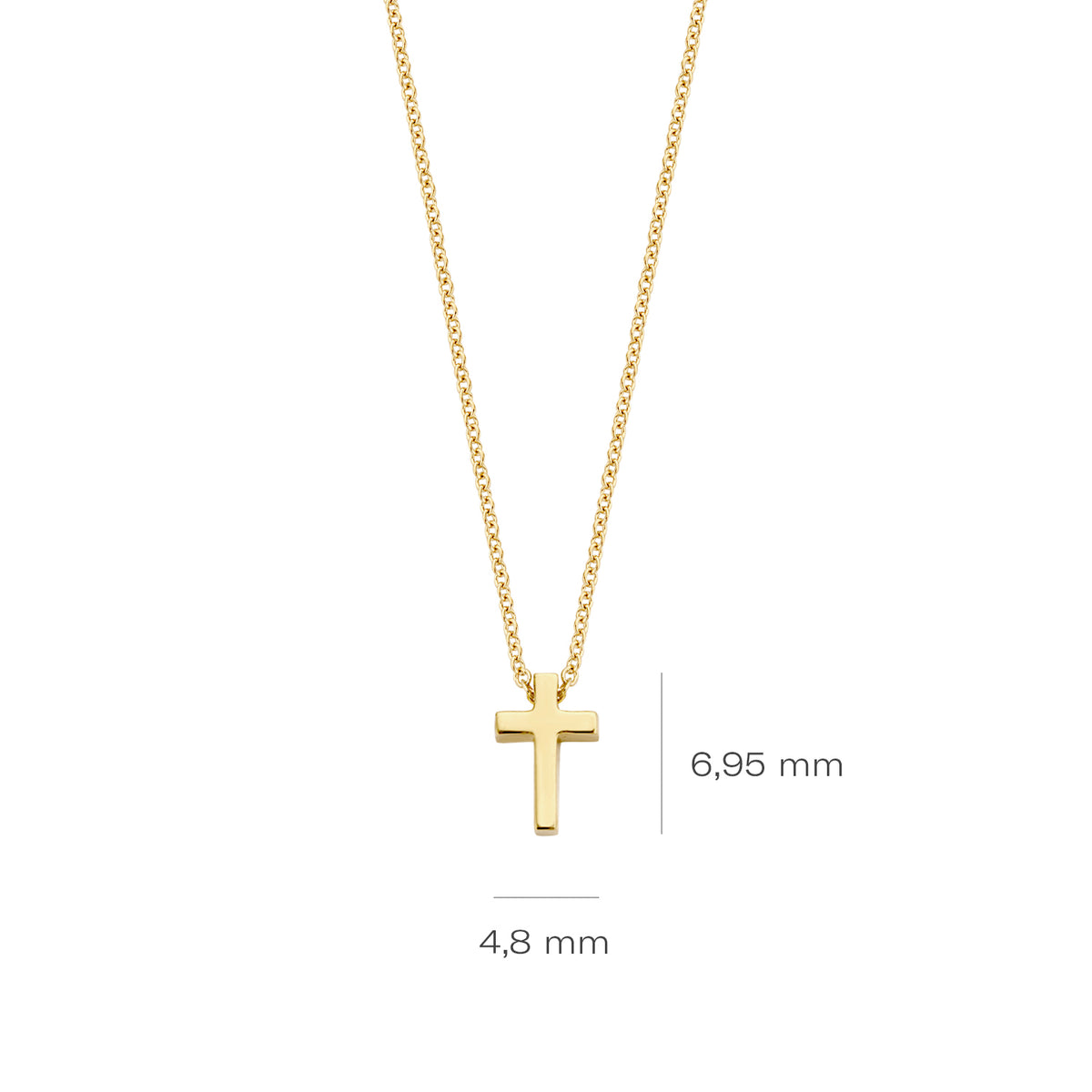 GIORO Collier Liora mit Kreuz-Anhänger aus 585er Gelbgold – Maße des Kreuzes: 4,8 mm breit und 6,95 mm hoch