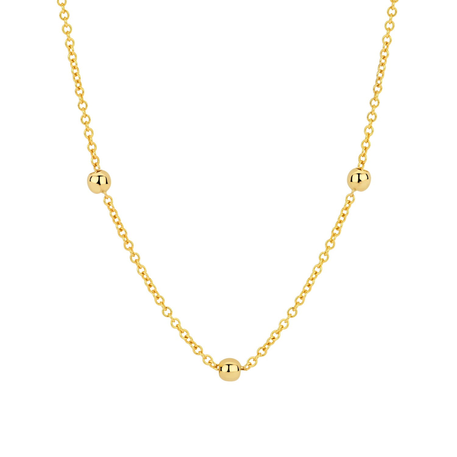 Collier Auraya aus 585er Gelbgold mit Ankergliedern und Goldkugeln, 42 cm