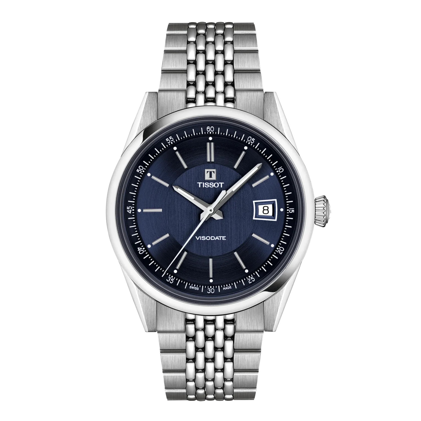 Tissot Classic Traditional Automatik Uhr mit blauem Zifferblatt und Edelstahlarmband
