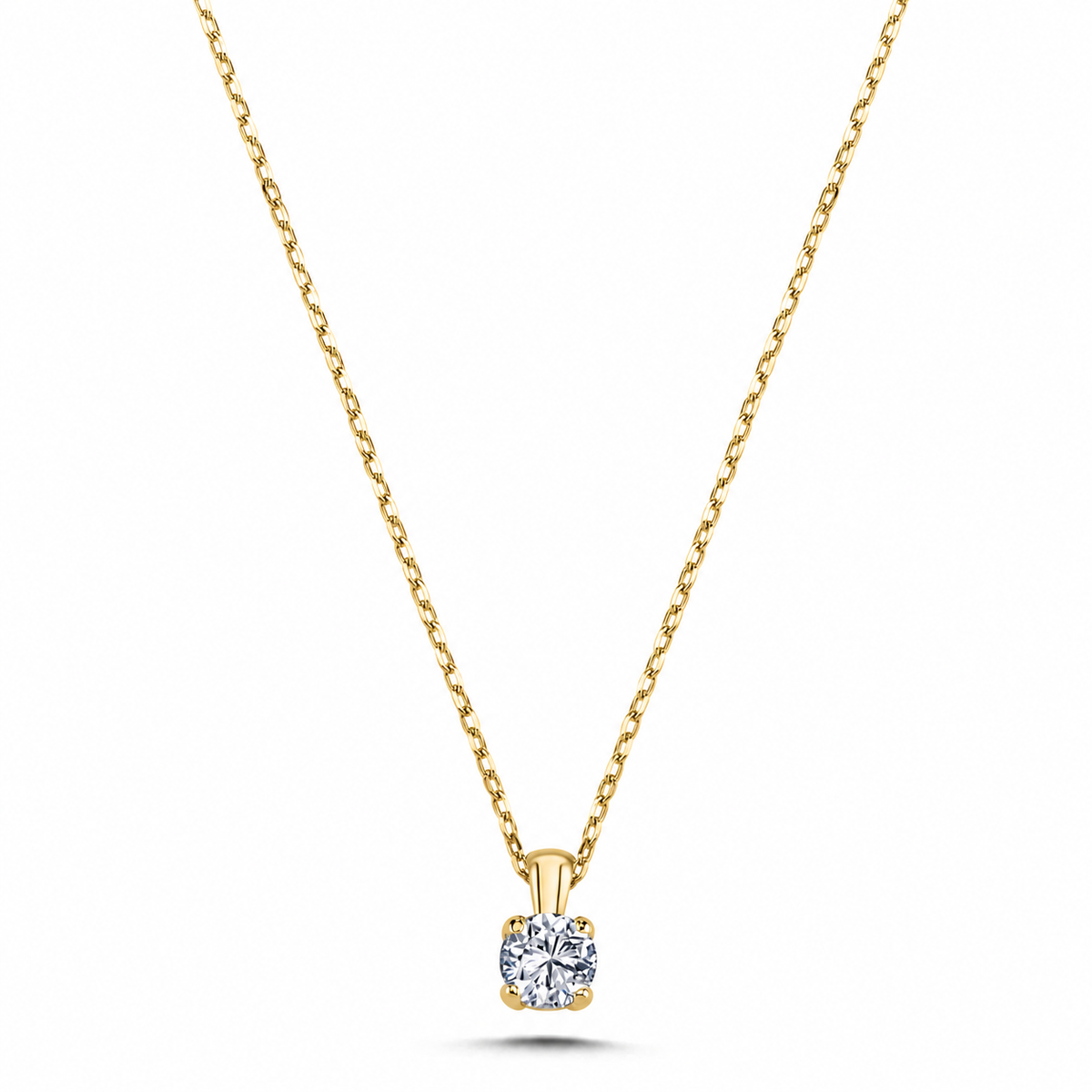 GIORO Collier Enise mit 0,40 ct Naturbrillant W/SI in 4-Krappen-Fassung – 585er Weißgold oder Gelbgold