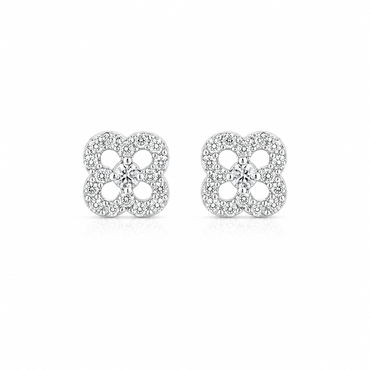 GIORO Diamant-Ohrstecker Kleeblatt 585 Weißgold 0,16 ct TW/VSI