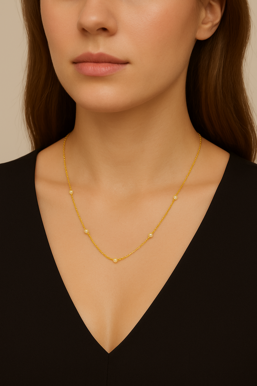 Exklusive 750er Gold Halskette mit handgefertigten Brillanten - Malvine