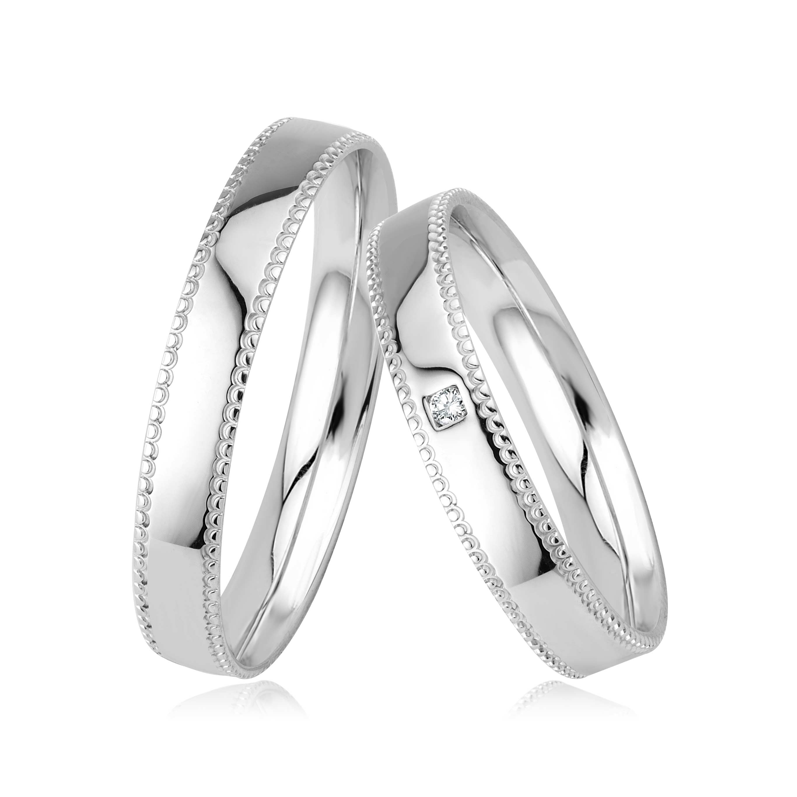 GIORO Modica Trauringe massiv Weißgold *zarte Perlenoptik*