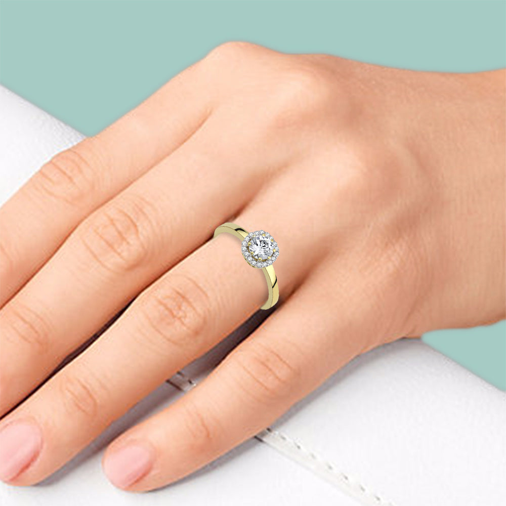 Beatrice Damenring: Verlobungsring in 585 Gold mit handgefassten Kristallen