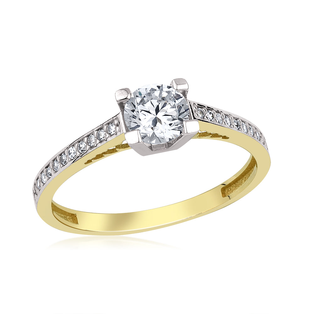 GIORO engagement ring Viola in 585 gold with hand-set stones