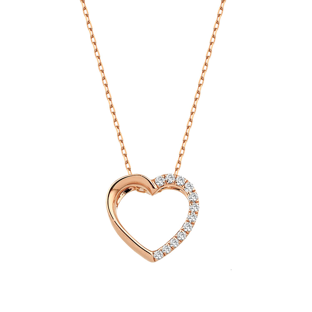 GIORO heart 585 rose gold necklace with hand-set diamonds