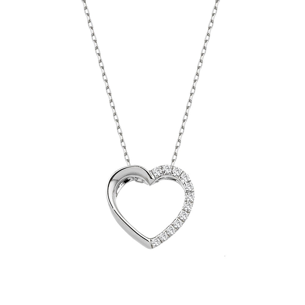 GIORO heart 585 white gold necklace with hand-set diamonds
