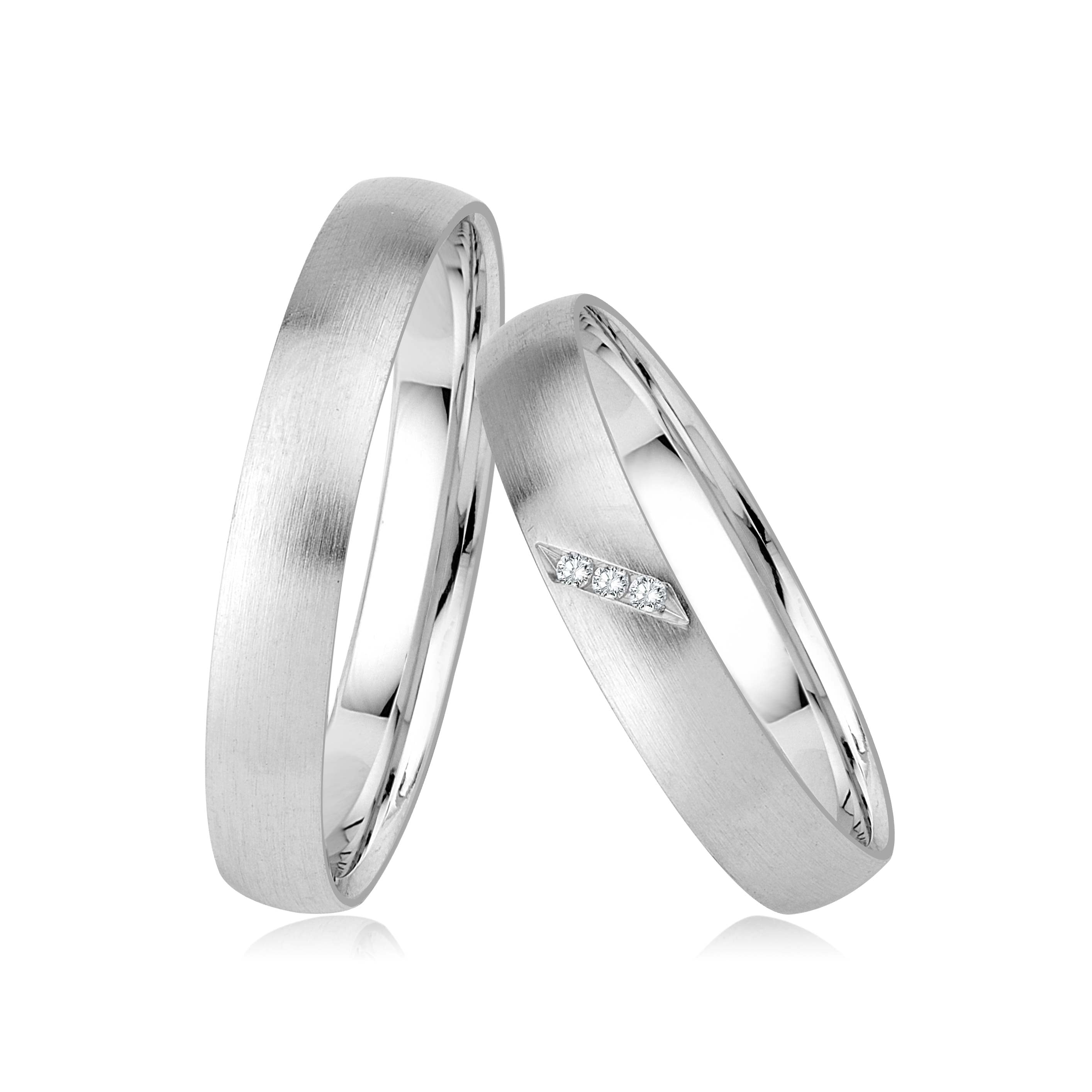 GIORO Alice 57 Eheringe Verlobungsringe Trauringe Freundschaftsringe Silber 925 *handgefasste Swarovski Steine* Paarpreis Set Partnerringe Silber Weißgold Platin Optik Ringpaar Hochzeitsringe