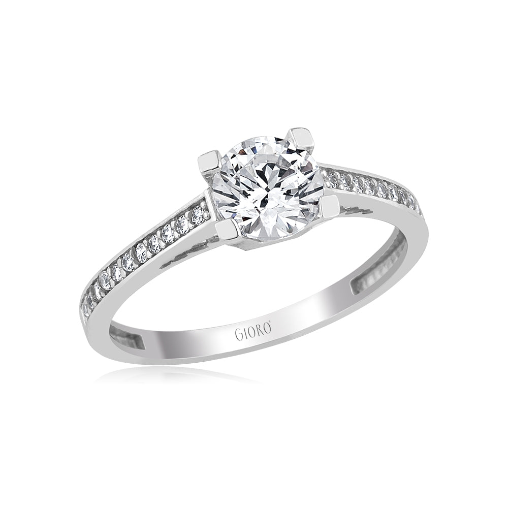 GIORO Anna Damen-Ring Verlobungsring in 585 Weißgold mit Swarovski Kristallen