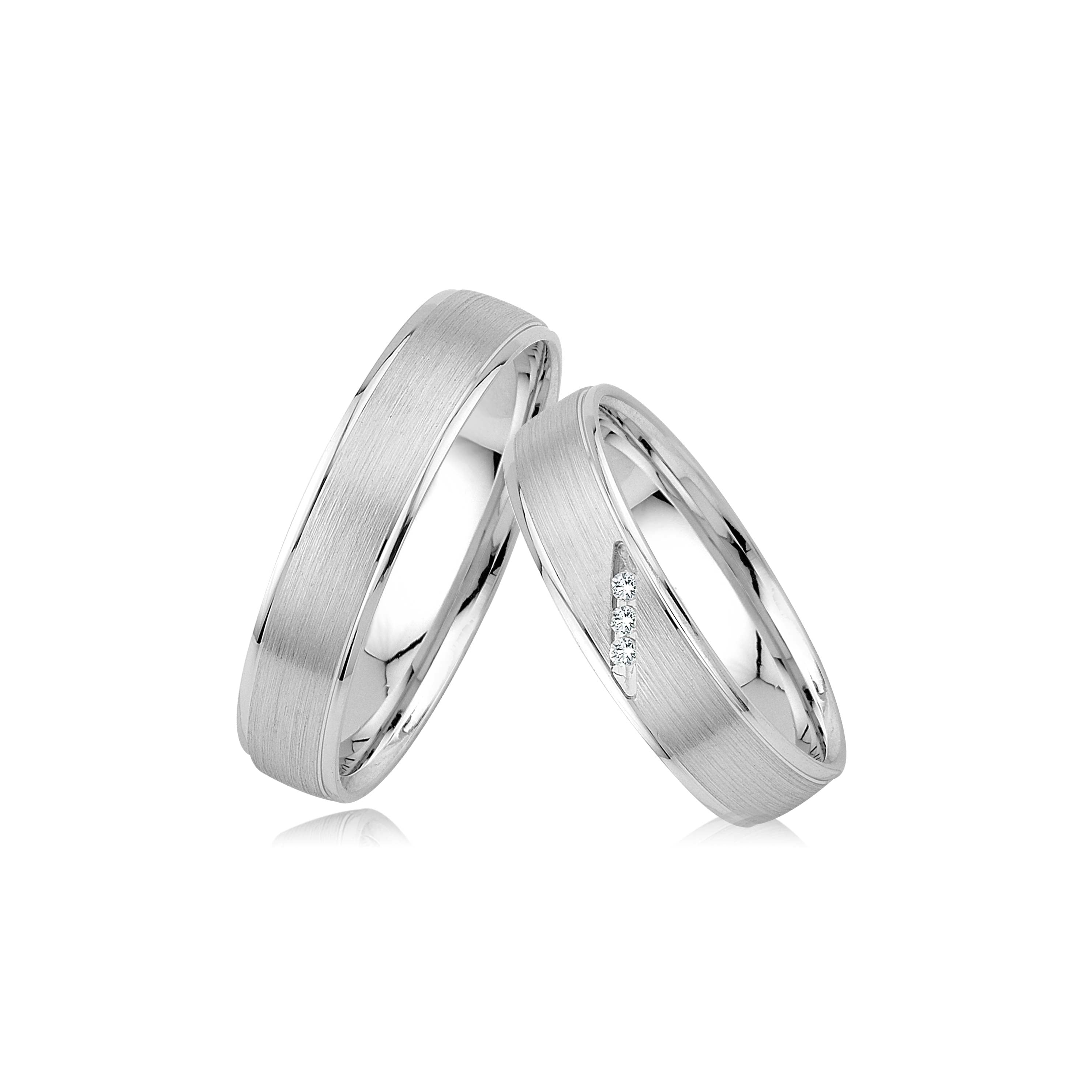 GIORO Savona Trauringe massiv Weißgold *handgefasste Brillanten*