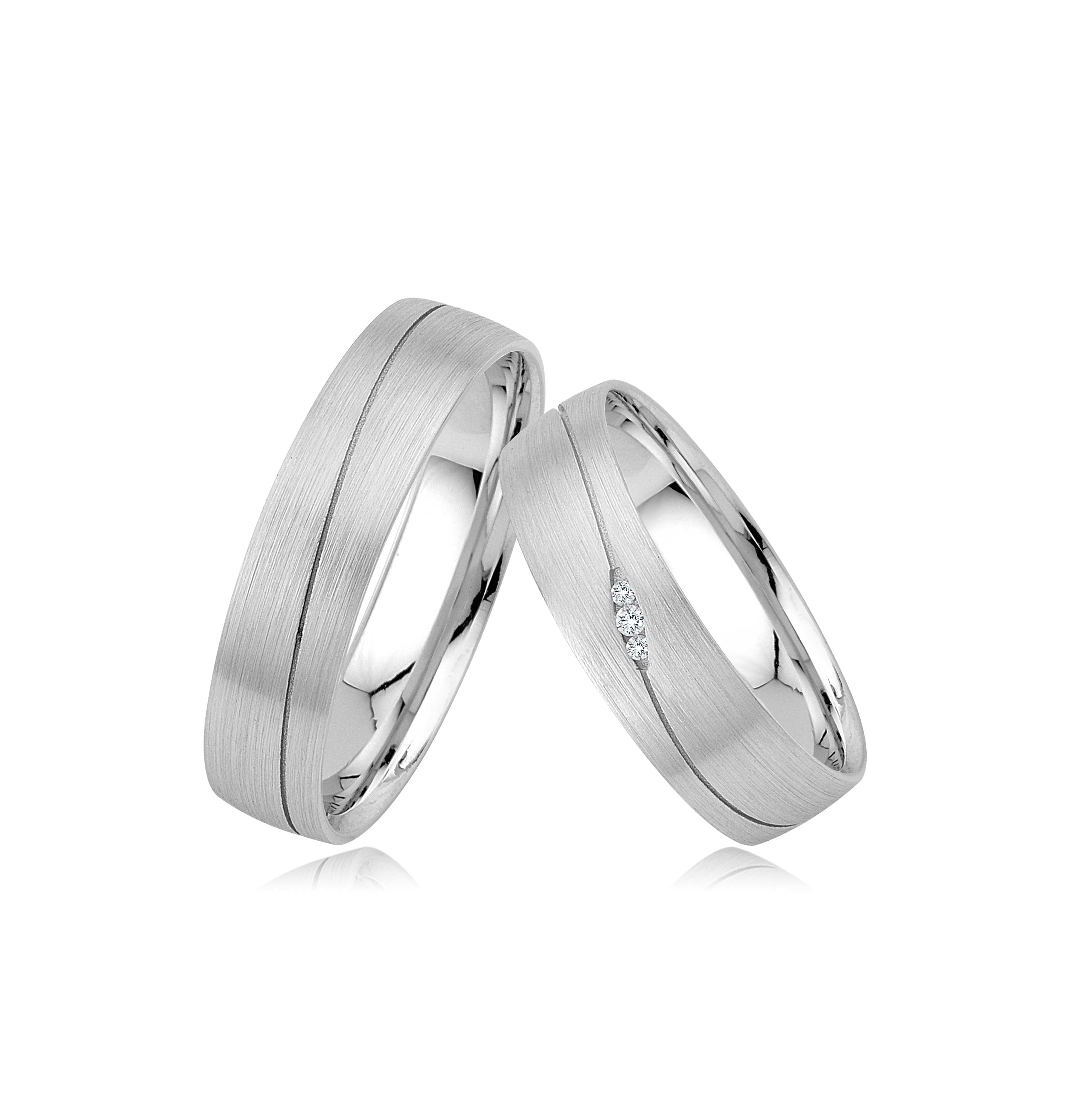 GIORO Alice 56 Eheringe Verlobungsringe Trauringe Freundschaftsringe Silber 925 *handgefasste Swarovski Steine* Paarpreis Set Partnerringe Silber Weißgold Platin Optik Ringpaar Hochzeitsringe