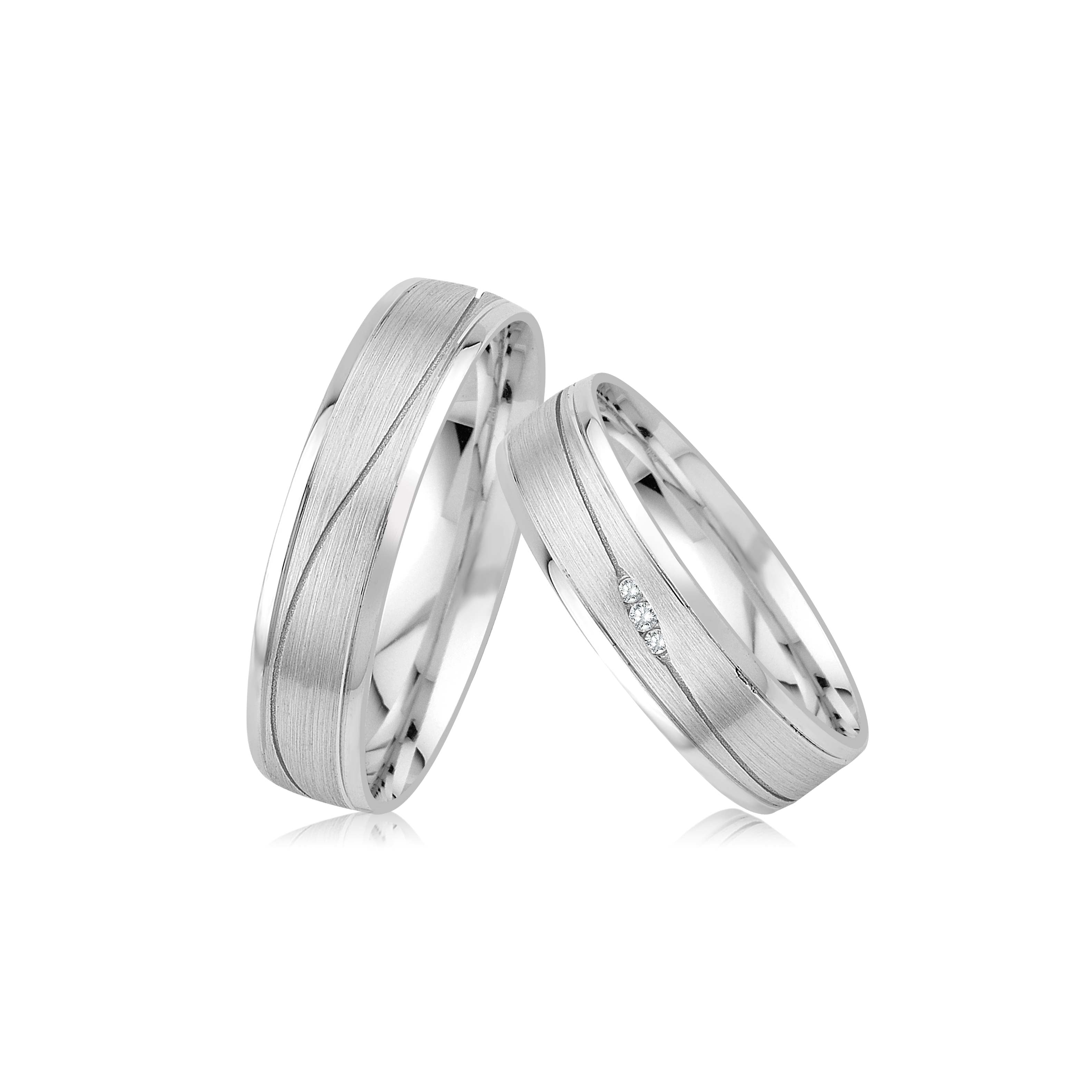 GIORO Salo Eheringe Trauringe Hochzeitsringe massiv Weißgold *handgefasste Brillanten* Paarpreis Echtes Gold