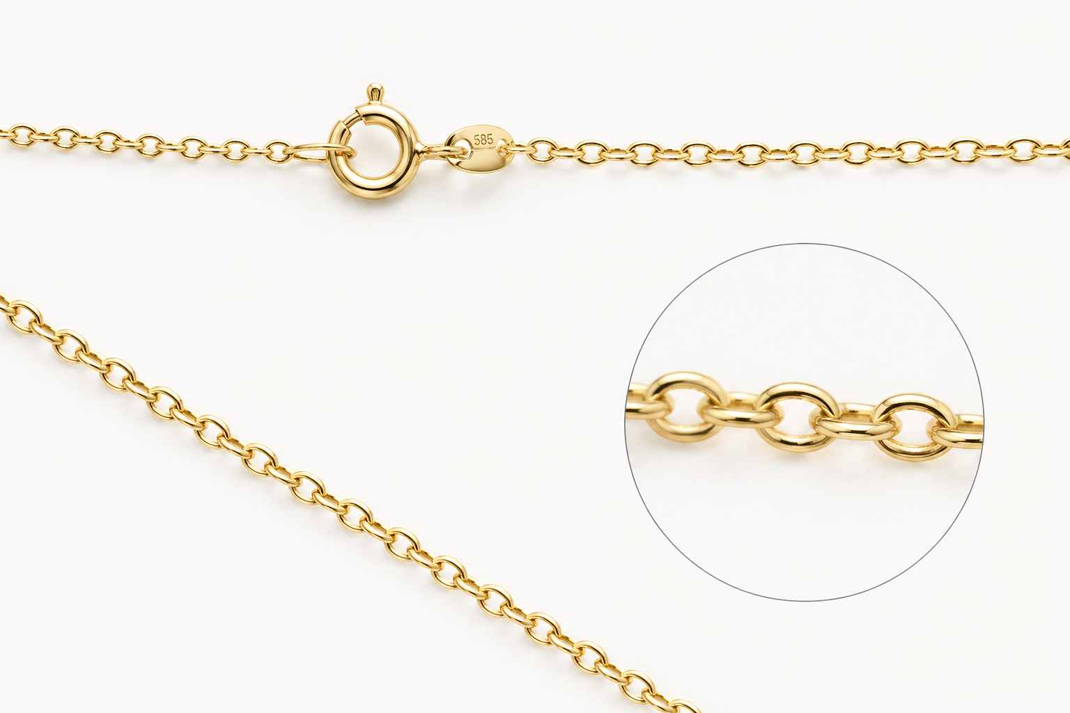 Ankerkette 585 Gelbgold 0,8 mm LUMEA Detail Glieder fein Federringverschluss