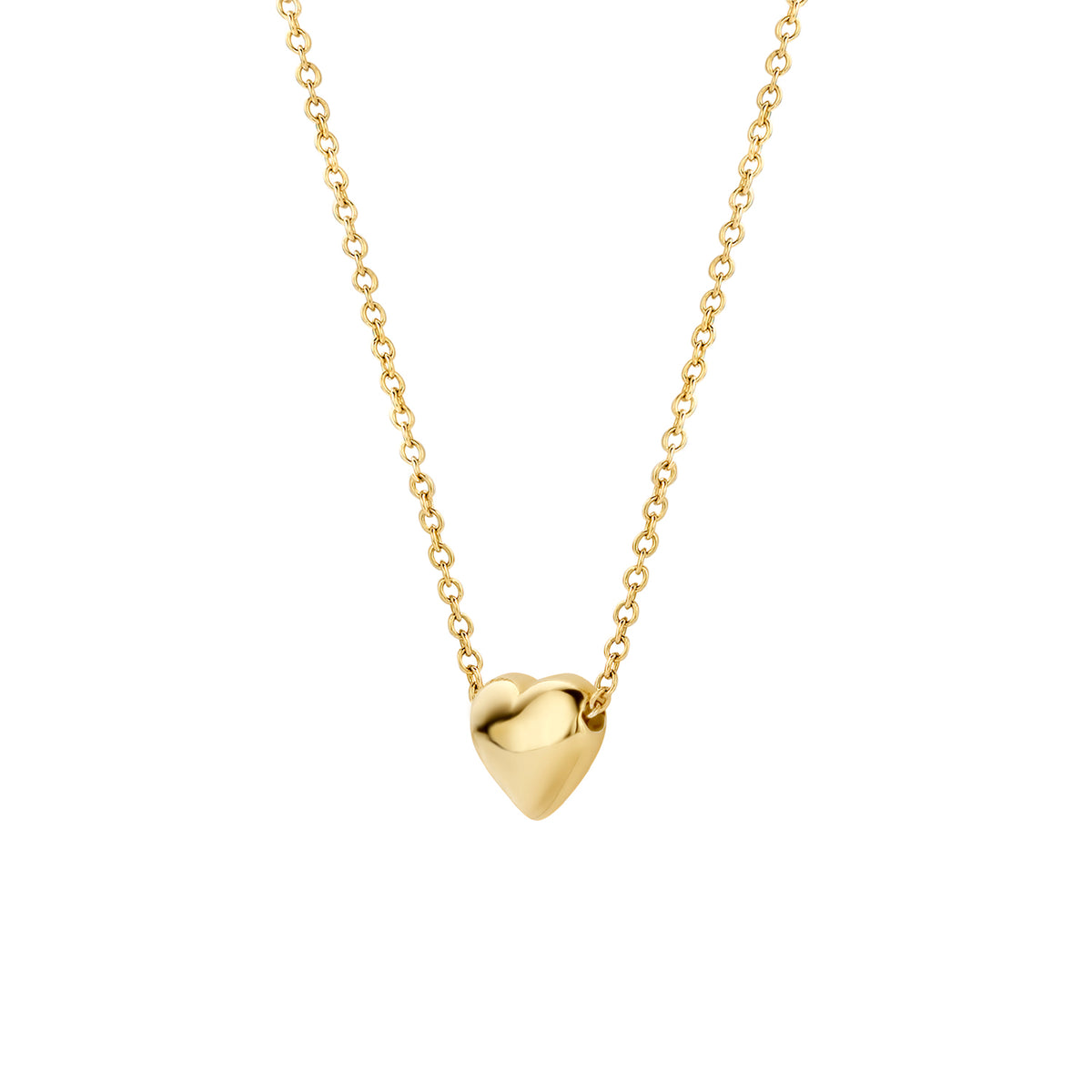 GIORO Collier Avelia aus 585er Gelbgold – Herz-Anhänger in schräger Detailansicht