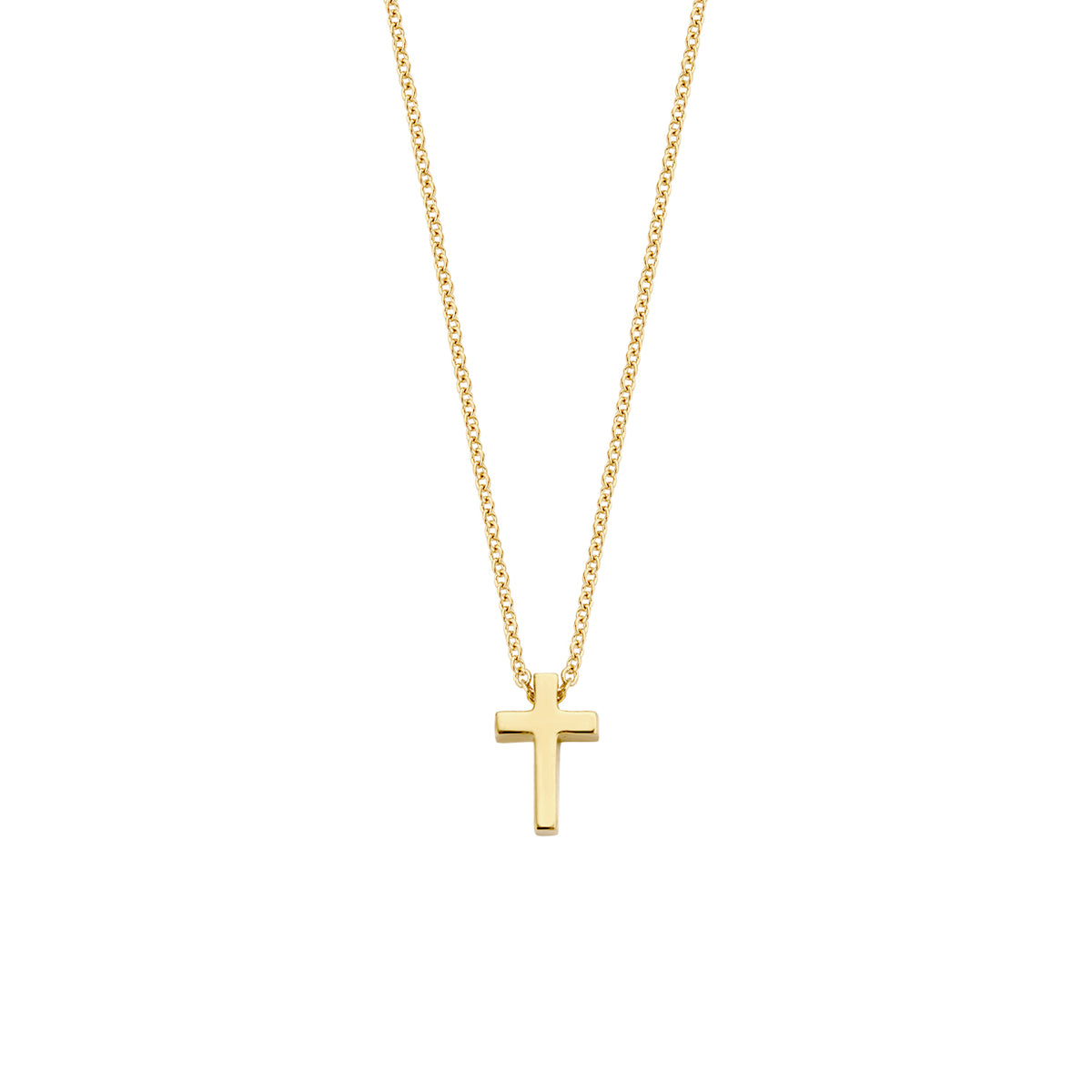 GIORO Collier Liora aus 585er Gelbgold mit feiner Ankerkette und Kreuz-Anhänger in der Vorderansicht