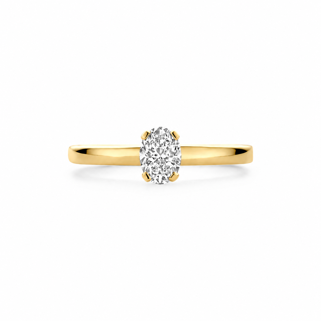 GIORO Giulia Verlobungsring aus 585 Gelbgold mit 0,50 ct ovalem Lab Grown Diamanten (Labordiamanten) D/VS1 in 4-Krappen-Chatonfassung