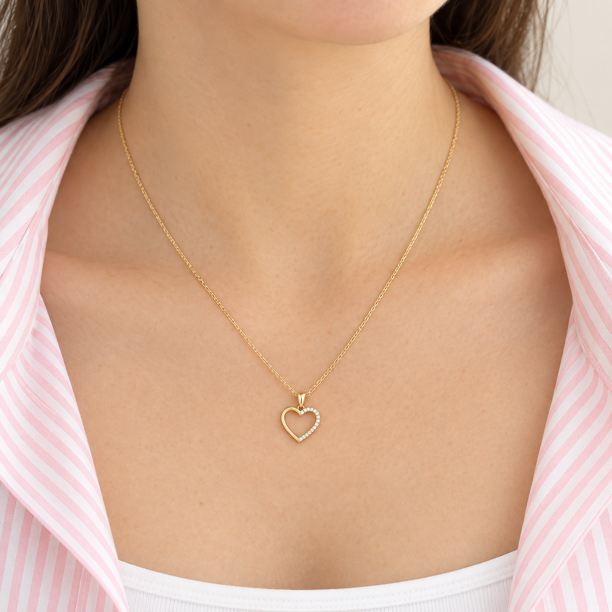 Herz Halskette 585 Gelbgold mit Brillanten TW/SI – AMORA
