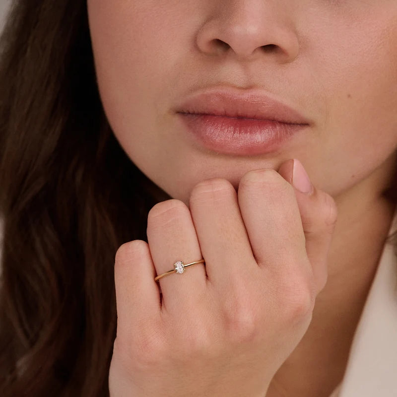 Jubiläumsangebot: ELORIA – Ring 585 Gelbgold mit ovalem Lab Grown Diamant, 0,20 ct