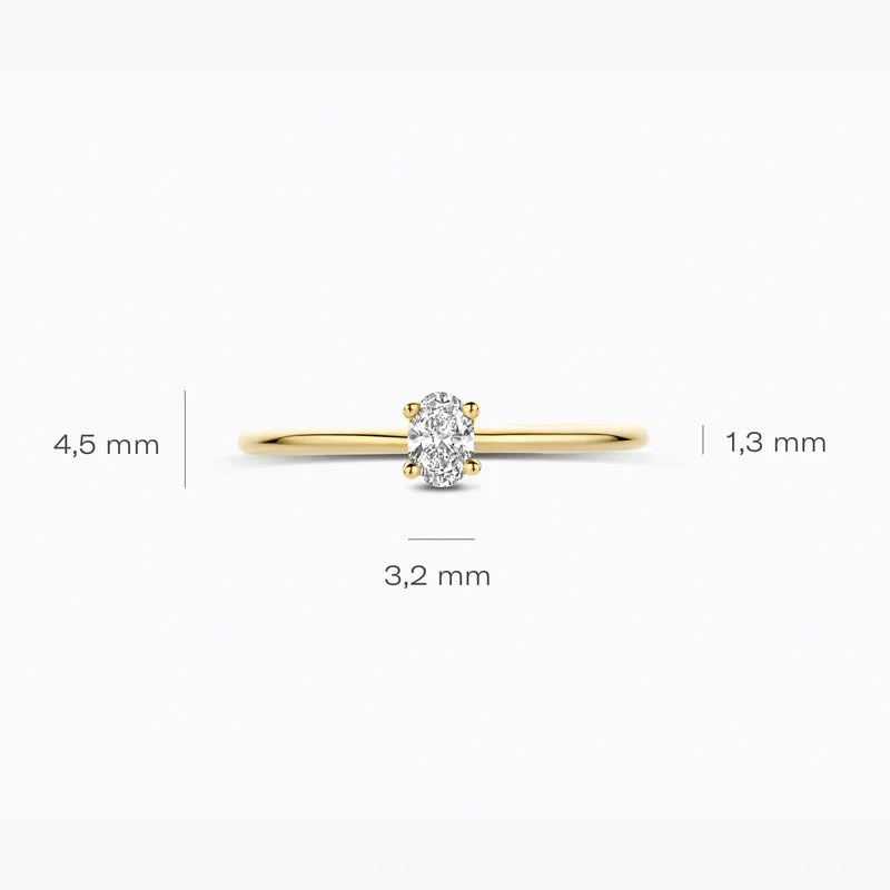 Jubiläumsangebot: ELORIA – Ring 585 Gelbgold mit ovalem Lab Grown Diamant, 0,20 ct