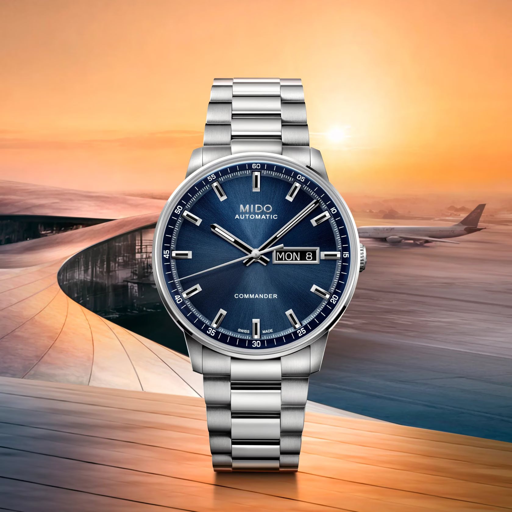 Mido Commander Datoday Blau Edelstahl – Ref. M0214301104100