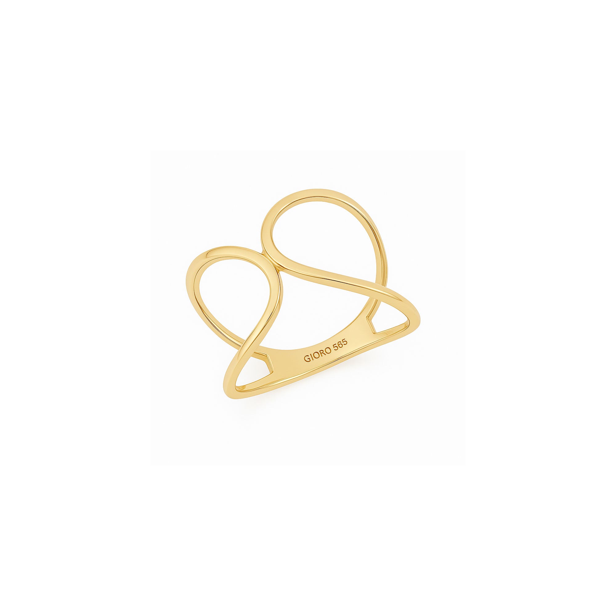 GIORO Ring Evara aus 585er Gelbgold, poliert und offen geschwungen, hochwertiger Goldring im edlen Design